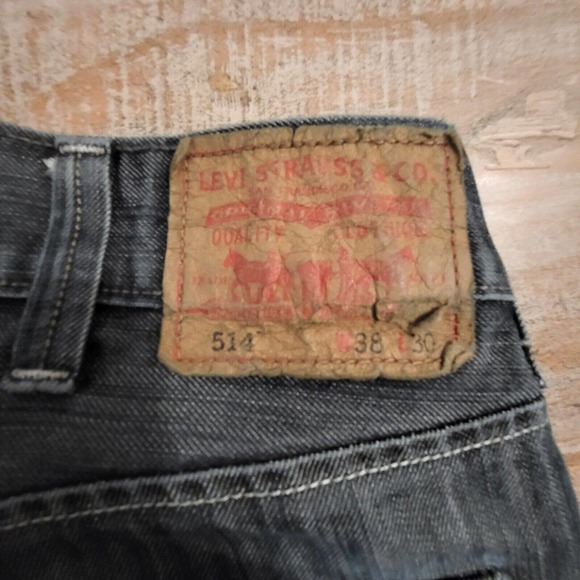 Levi's Mens 514 38 x 30 Blue Denim Dark Wash Slim Straight Leg Jeans - Picture 4 of 10